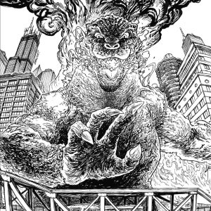 Godzilla Vs America Chicago #1 10 Copy Browne B&W Incv