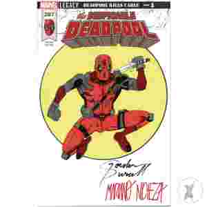 Df Marvel Cvr Art Sgn & Remark Purcell & Nicieza Deadpool Sk