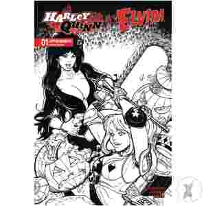 Harley Quinn X Elvira #1 Cvr O 10 Copy Incv Hardin Line Art
