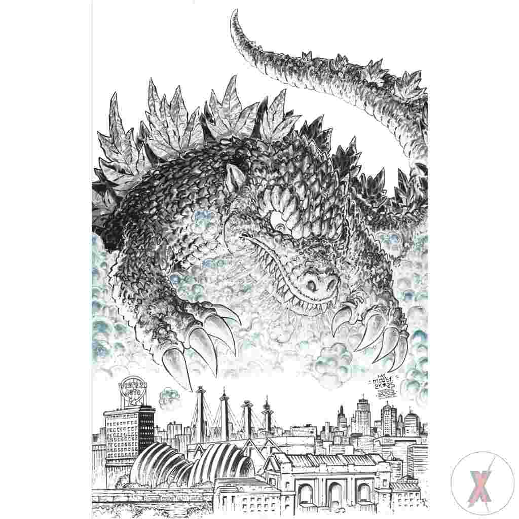 Godzilla Vs. America: Kansas City Variant Ri (50) (Moody & Williams Ii B&W Full Art) Incv 1:50