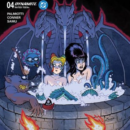 Harley Quinn X Elvira #4 Cvr A Amanda Conner Hot Tub