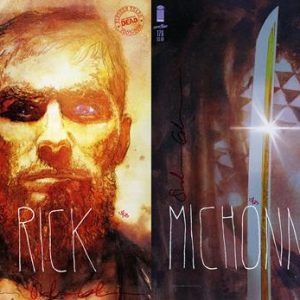 DF WALKING DEAD #175 & 176 BILL SIENKIEWICZ VARIANT SET ULTRA LIMITED BLOOD RED SIGNATURE SERIES SIGNED BY STEFANO GAUDIANO (MR)