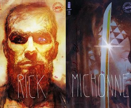 DF WALKING DEAD #175 & 176 BILL SIENKIEWICZ VARIANT SET ULTRA LIMITED BLOOD RED SIGNATURE SERIES SIGNED BY STEFANO GAUDIANO (MR)