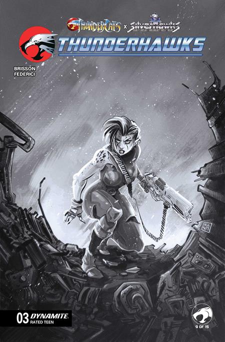 THUNDERCATS X SILVERHAWKS THUNDERHAWKS #3 CVR G INC 1:10 ALESSENDRO RANALDI LINE ART VAR